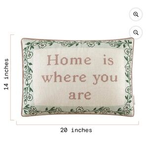Sentiment Embroidered 'Home is where you are' Accent Pillow - 14x20